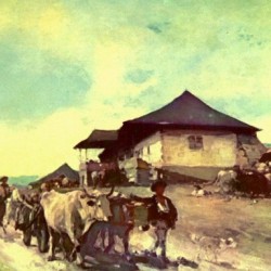 Landscape with figures and cattle in Oratii